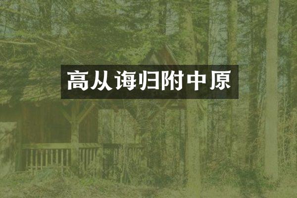 高从诲归附中原