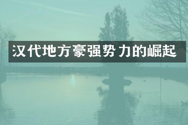 汉代地方豪强势力的崛起
