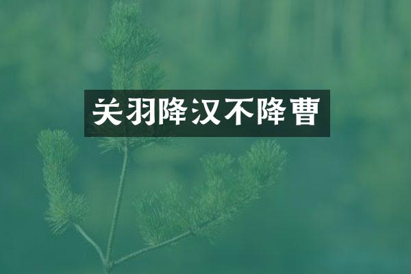 关羽降汉不降曹