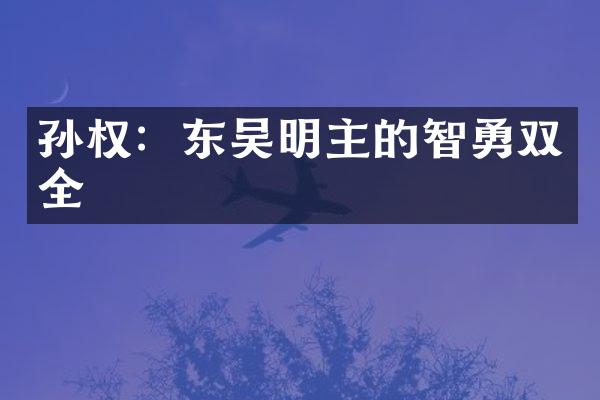 孙权：东吴明主的智勇双全