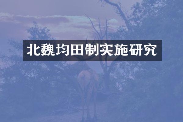 北魏均田制实施研究