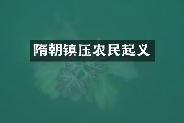 隋朝镇压农民起义