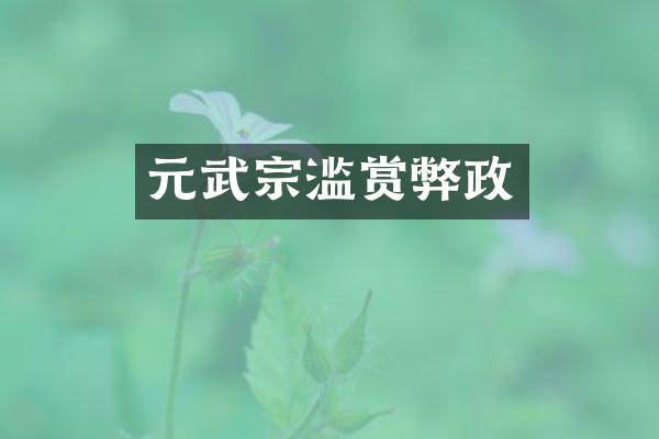 元武宗滥赏弊政