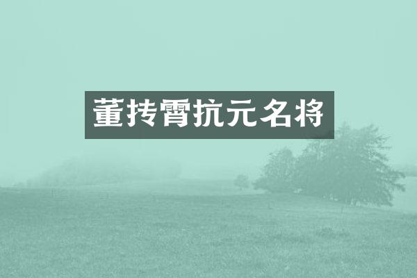 董抟霄抗元名将