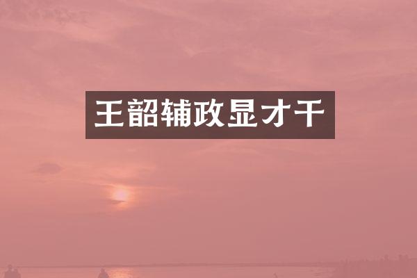王韶辅政显才干