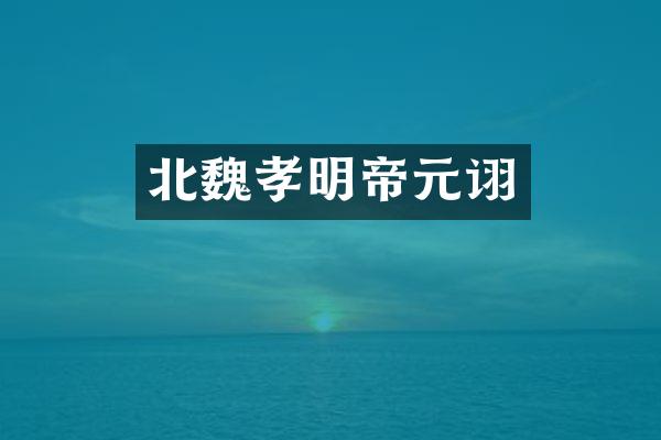 北魏孝明帝元诩
