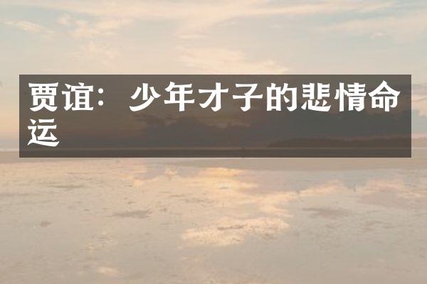 贾谊：少年才子的悲情命运