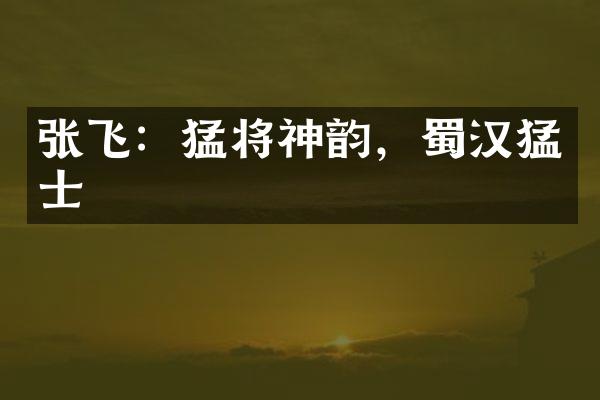 张飞：猛将，蜀汉猛士