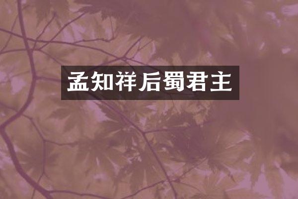 孟知祥后蜀君主