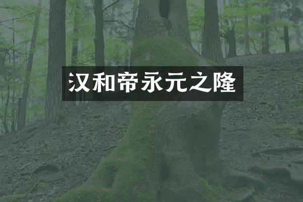 汉和帝永元之隆