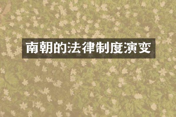南朝的法律制度演变