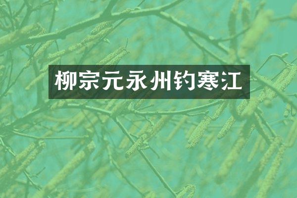 柳宗元永州钓寒江