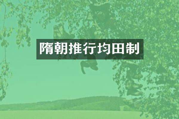 隋朝推行均田制