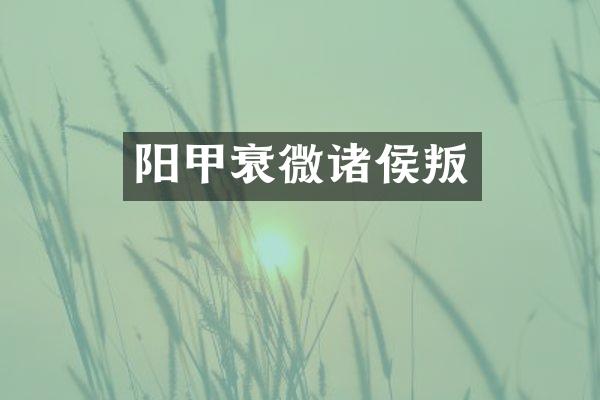 阳甲衰微诸侯叛