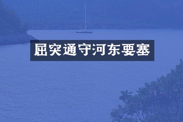 屈突通守河东要塞