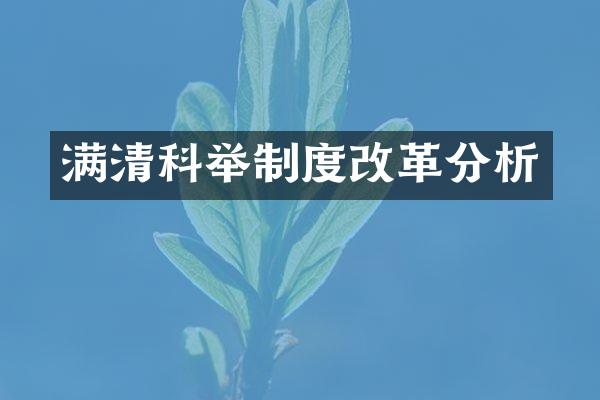 满清科举制度改革分析