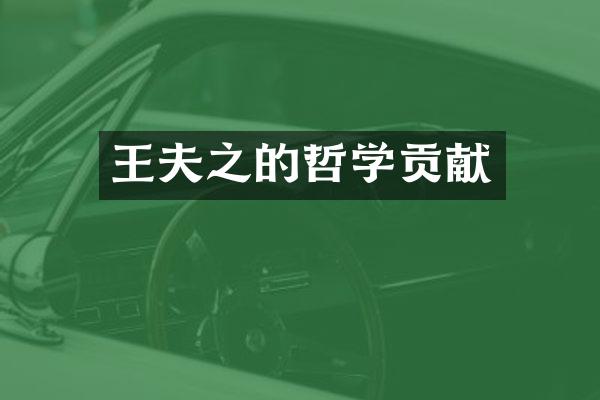王夫之的哲学贡献