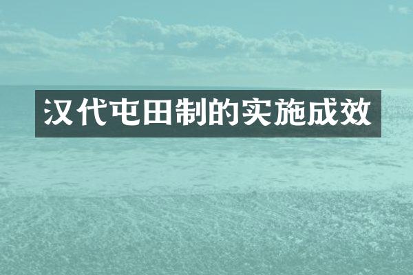 汉代屯田制的实施成效