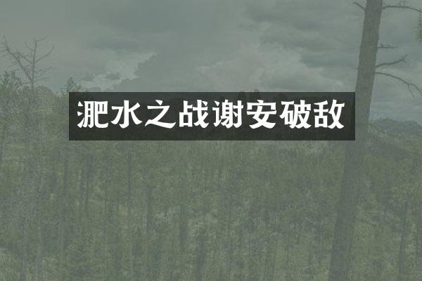淝水之战谢安破敌