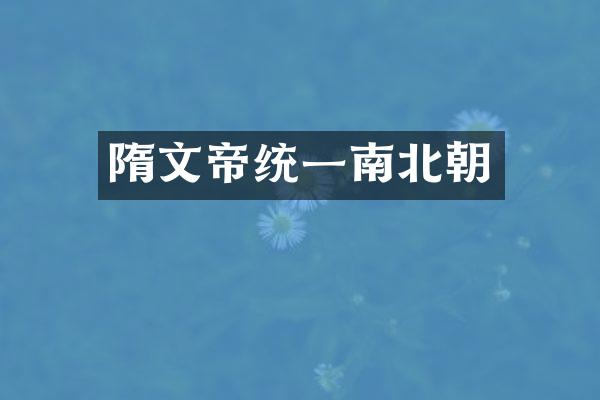 隋文帝统一南北朝
