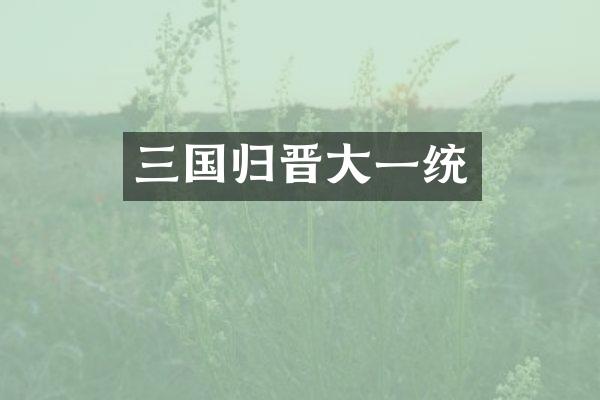 三国归晋大一统