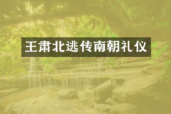 王肃北逃传南朝礼仪