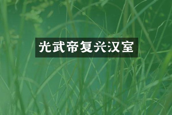 光武帝复兴汉室
