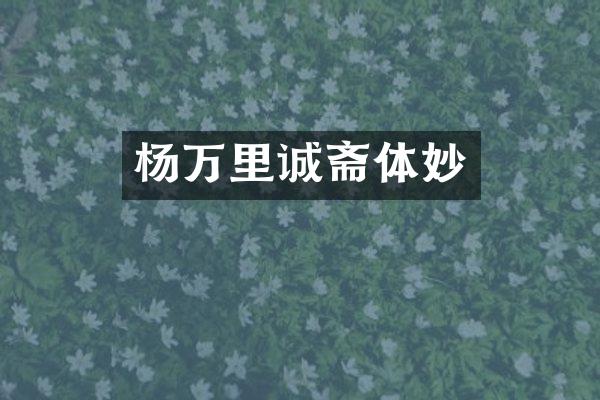杨万里诚斋体妙