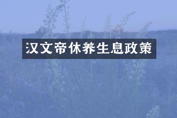 汉文帝休养生息政策