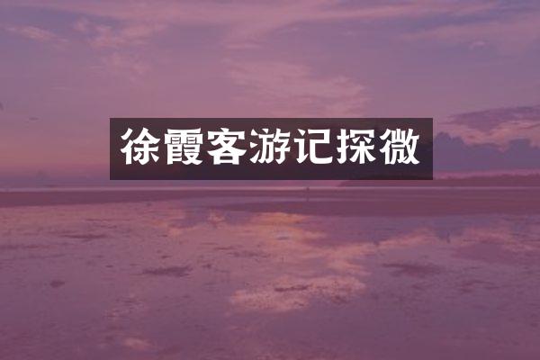 徐霞客游记探微