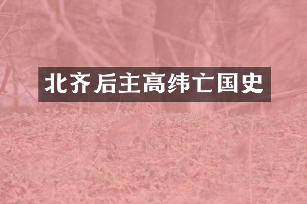 北齐后主高纬亡国史