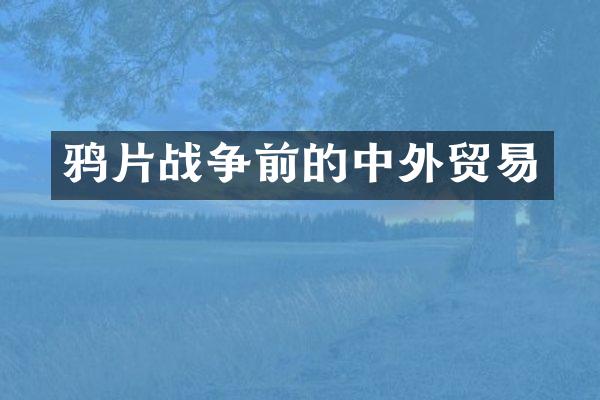 战争前的中外贸易