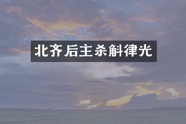 北齐后主杀斛律光