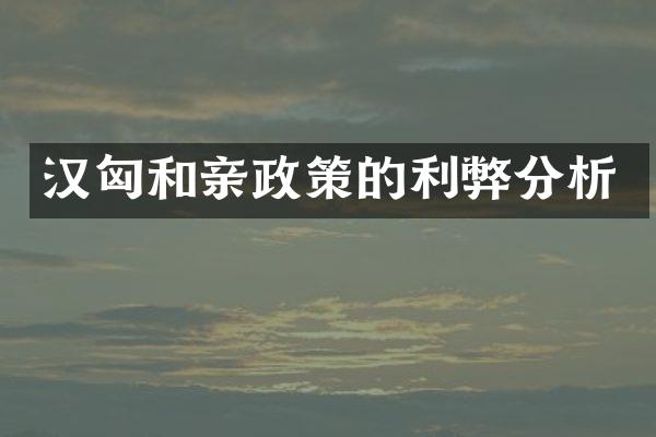 汉匈和亲政策的利弊分析