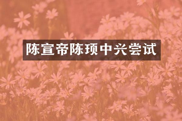 陈宣帝陈顼中兴尝试