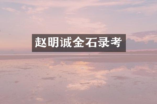赵明诚金石录考