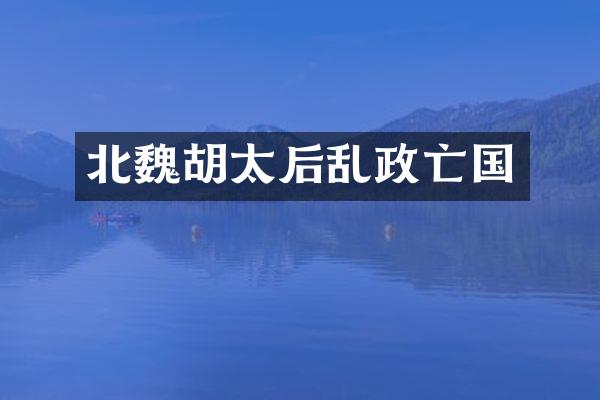 北魏胡太后乱政亡国