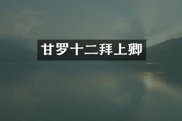 甘罗十二拜上卿