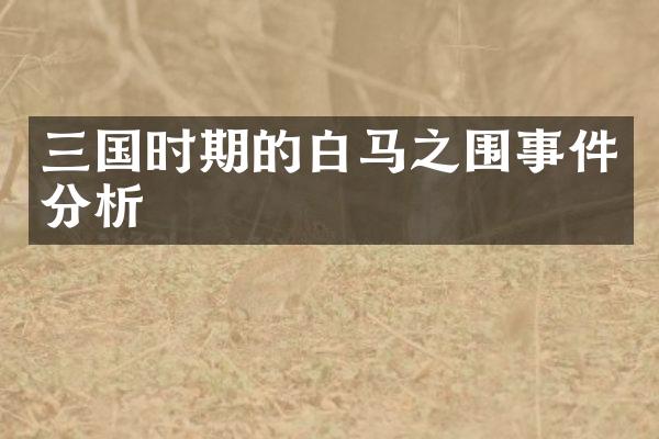 三国时期的白马之围事件分析