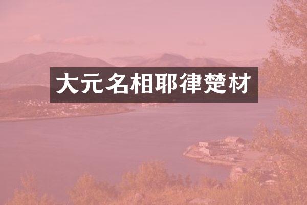 大元名相耶律楚材