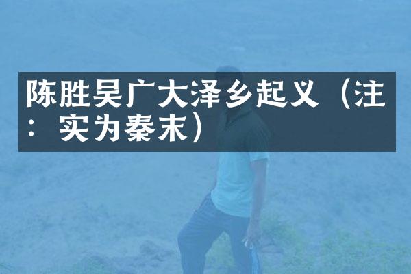 陈胜吴广大泽乡起义（注：实为秦末）