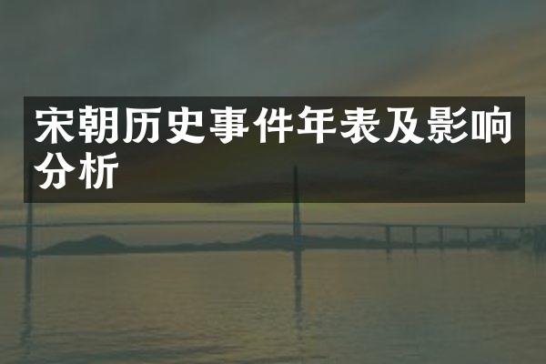 宋朝历史事件年表及影响分析