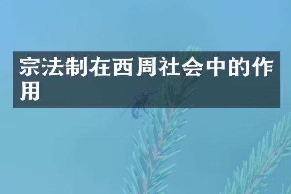 宗法制在西周社会中的作用