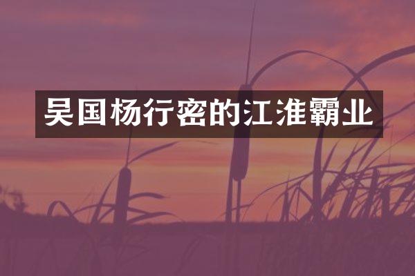 吴国杨行密的江淮霸业