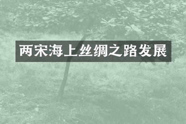 两宋海上丝绸之路发展