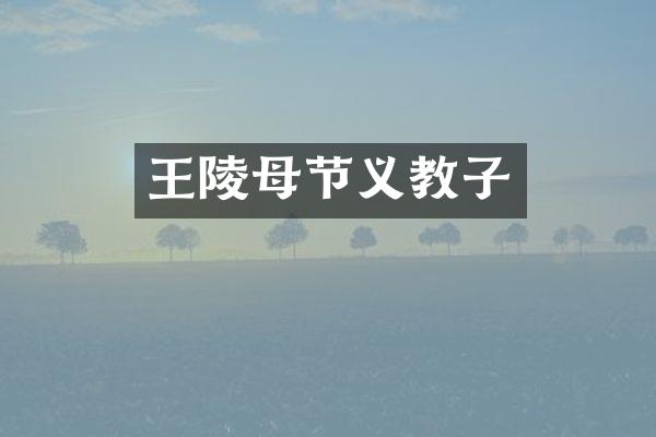 王陵母节义教子
