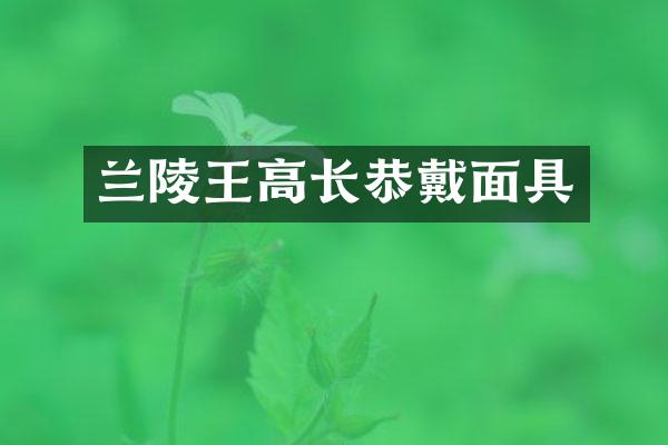 兰陵王高长恭戴面具