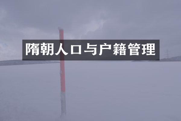 隋朝人口与户籍管理
