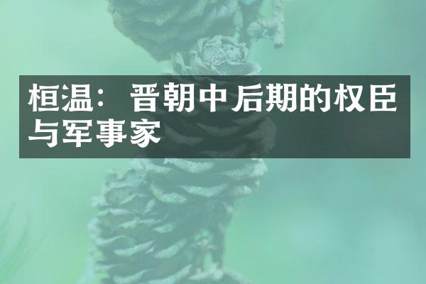 桓温：晋朝中后期的权臣与军事家