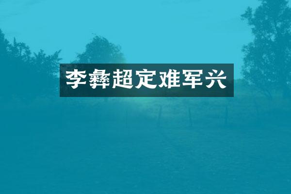 李彝超定难军兴